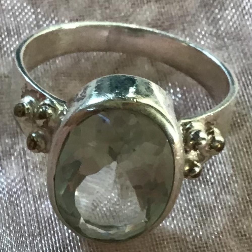GREEN AMETHYST Sterling Silver Size 10 Ring